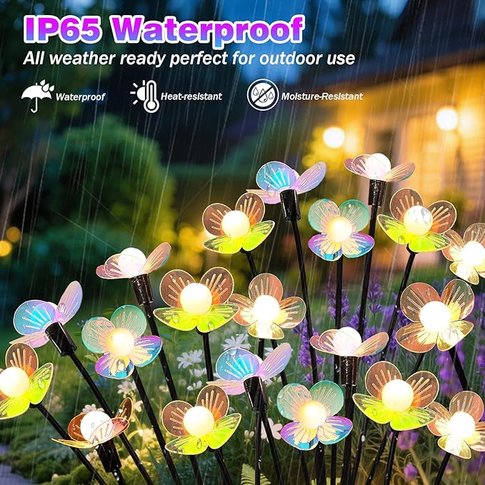 Solar Garden Lights, 6 Pack 36 LED Solar Swaying Flower Light, Waterproof Firefly Lights Outdoor Fairy Light for Garden Patio Yard Pathway Flower Bed Decoration