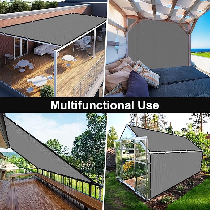 Artpuch 90% Sun Shade Cloth, 8 x 16 FT Pergola Shade Cover Canopy with Grommets, Sun Screen Fabric Tarp for Patio, Outdoor, Garden, Backyard, Light Grey
