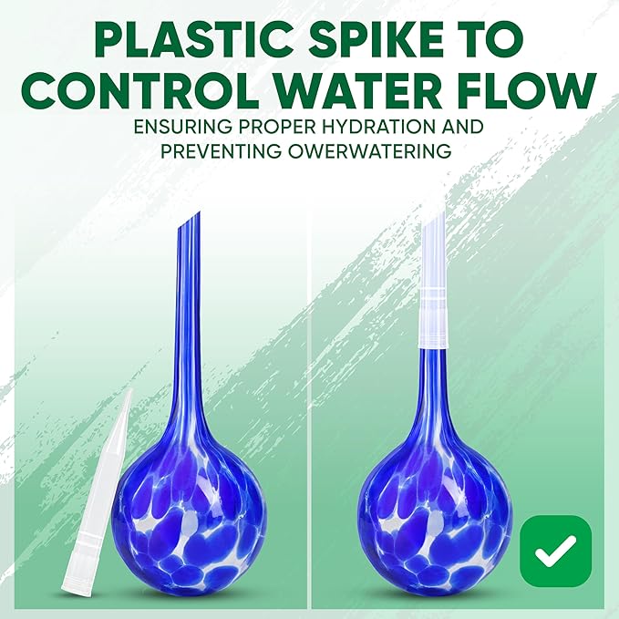 Plant Watering Globes Set of 6 - Large Glass Self Watering Bulbs Up to 7 Days of Irrigation - for Indoor & Outdoor Plants - Multicolor, Automatic, Glass Watering Bulbs for Daily Use, Watering Devices