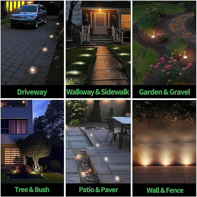Landscape Well Light Kit, 8 Pack LED Low Voltage In Ground Lights and 100W Transformer and 100FT Cable and 30 Wire Connectors, IP67 Waterproof 12V Outdoor, Aluminum for Sidewalk Tree Path