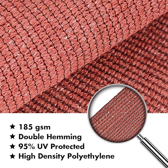 KANAGAWA 9'X10' Rust Red Custom Size Sun Shade Sail Rectangle UV Block Canopy Cover for Patio Backyard Lawn Garden Outdoor (Customized Available)