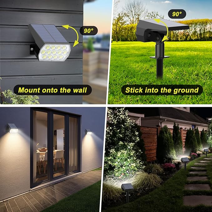 Solar Spot Lights Outdoor, [8 Pack/65 LED] 2-in-1 Solar Landscape Spotlights, 3 Lighting Modes Solar Garden Lights, IP65 Waterproof Flood Lights for Patio Pathway Driveway Yard(Cool White)