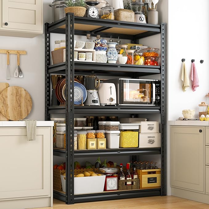 REIBII Storage Shelves 2020LBS Garage Shelving Heavy Duty Metal Shelving 5 Tier Metal Shelf for Garage Pantry Closet Kitchen Basement 28" W x 12" D x 59.8" H, 4 Pack