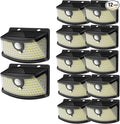 Aootek New Solar Motion Sensor Lights 120 LEDs with Lights Reflector,270° Wide Angle, IP65 Waterproof, Step Lights for Front Door, Yard, Garage, Deck (Black, Daylight White, 10-Pack)