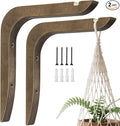 Wooden Plants Hanger, Plant Hangers Indoor Wall Mount, 8.58-Inch Hanging Plant Hooks for Wall, Basket Hooks for Lanterns, Flower Bracket, Wind Chimes, Lamp, Bird Feeders, Patio Decor(Brown 2PCS)