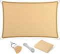 Eden's Decor Straight Flat-Edged Sun Shade Sail Rectangular 14' x 22' Beige UV-Blocking Outdoor Canopy Fabric Cloth Awning for Pergola Patio Garden Backyard Custom Size