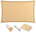 Eden's Decor Straight Flat-Edged Sun Shade Sail Rectangular 15' x 22' Beige UV-Blocking Outdoor Canopy Fabric Cloth Awning for Pergola Patio Garden Backyard Custom Size