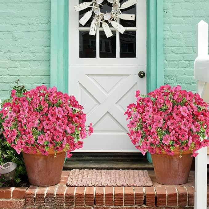 AGIRL 16 Bundles Artificial Flowers for Outdoor,No Fade Fake Plastic Flowers Faux Plants for Hanging Planters Decoration Indoor Outside Garden Porch Window Box Home Wedding