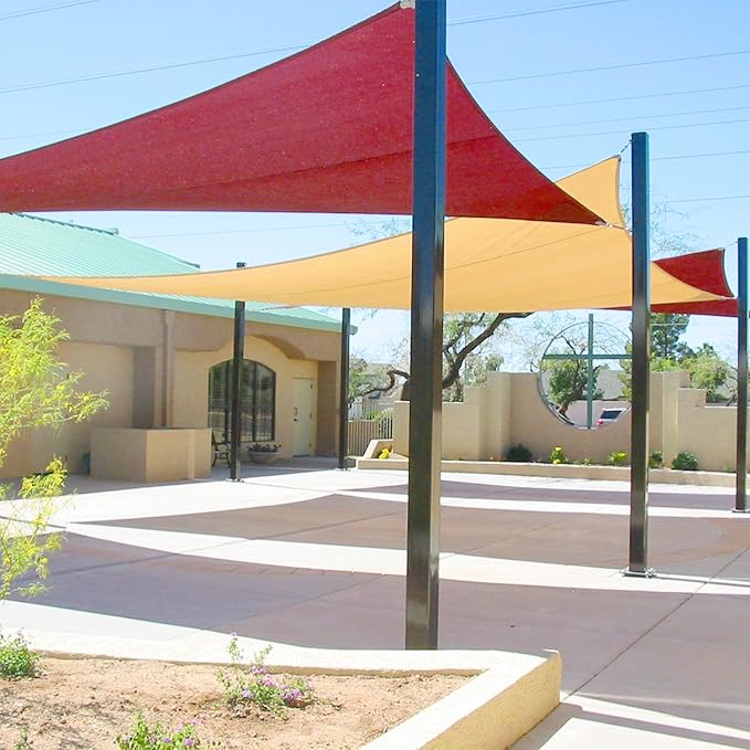 E&K Sunrise 25' x 25' x 25' Sun Shade Sail Triangle Canopy Shade Cover UV Block for Patio Backyard Garden Outdoor (Red)