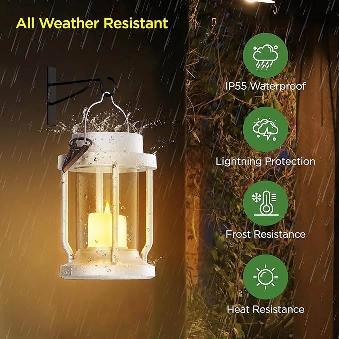 Solar Lantern Outdoor & Indoor Use – Hanging Solar Lights with Realistic Flickering Flameless Candle, Weatherproof for Gardens, Patios, Trees, and Lawns (White, 1 Pack)