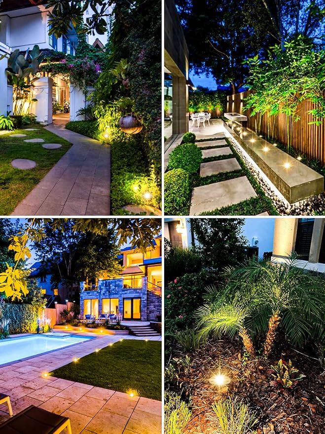 ZUCKEO Low Voltage Landscape Lights LED Well Lights 3W 12V-24V in Ground Light IP67 Waterproof Outdoor Low Voltage Landscape Lighting for Floor Driveway Deck Step Garden (8 Pack Warm White)