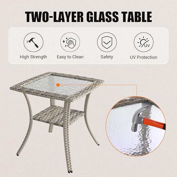 15-Piece Outdoor Patio Furniture Set with Rocking Swivel Chair Wicker Sectional Sofa Set, Patio Conversation Set with Thickened Cushions & Coffee Table for Garden, Backyard, Avocado Green
