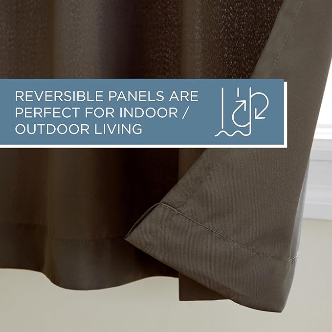 TOWN & COUNTRY ΒASICS Cabana Solid Heavyweight Indoor Outdoor Curtains, Light Filtering Opacity with Grommet Top, Water Repellent, 2-Pack Set, 54"x84", Chocolate