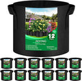 12-Pack 7 Gallon Thickened Non-Woven Grow Bags, Aeration Fabric Pots with Handles