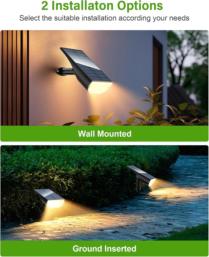 Solar Spot Lights Outdoor, Solar Lights Outdoor Waterproof IP65, 3 Brightness Modes Dusk to Dawn Landscape Spotlights for Yard Garden Pathway Tree Decoration, Warm White, 6 Pack