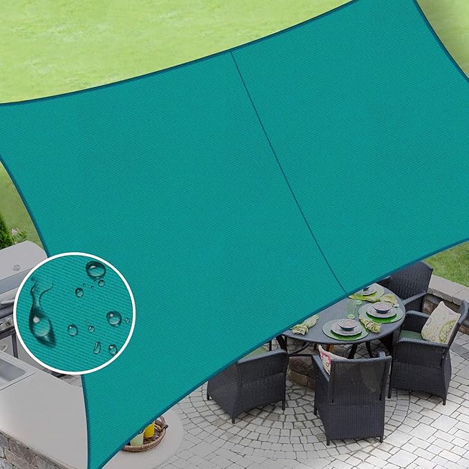LOVE STORY Rectangle 4'x10' Waterproof Sun Shade Sail Canopy UV Block for Outdoor Patio Backyard Carport,Turquoise Blue(We Make Custom Size)