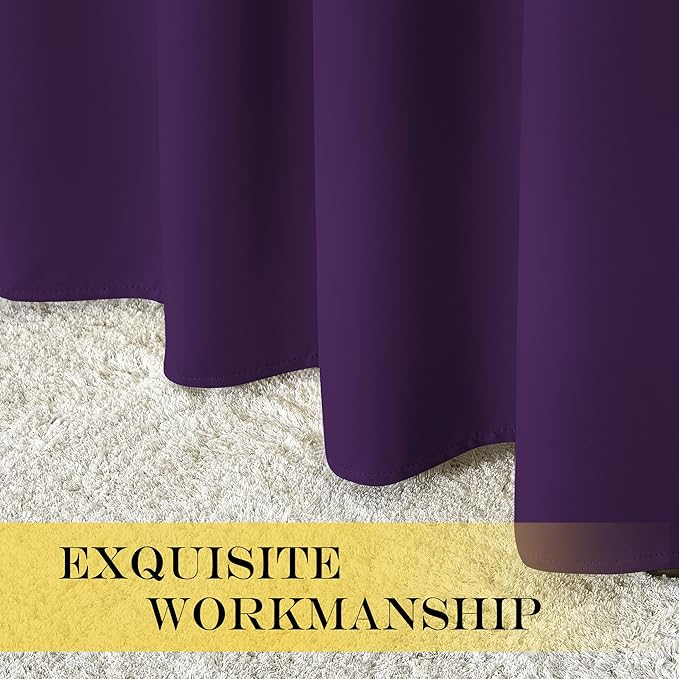 NICETOWN Room Divider Curtain 132 Inches Long, Wide Blackout Sliding Door Curtain for Bedroom, Room Darkening Privacy Window Curtain for Patio Door (1 Panel Set, Royal Purple, 80 x 132 Inch)