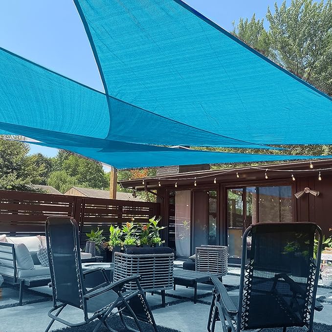LOVE STORY Custom Size 9'x12'x15' Turquoise Blue Sun Shade Sail Right Triangle Sunhsade Fabric Awning Canopy for Patio Backyard Carport Pergola (Customized)