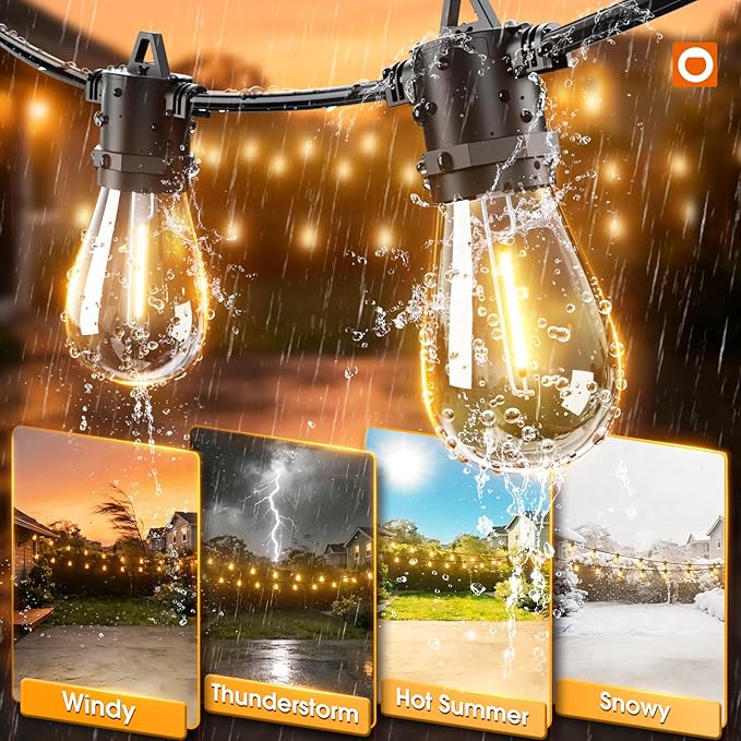 addlon 36FT LED Outdoor String Lights with 12 Edison Vintage Shatterproof Bulbs, Commercial Grade Patio Lights, IP65 Waterproof for Balcony, Backyard and Garden, Warm White