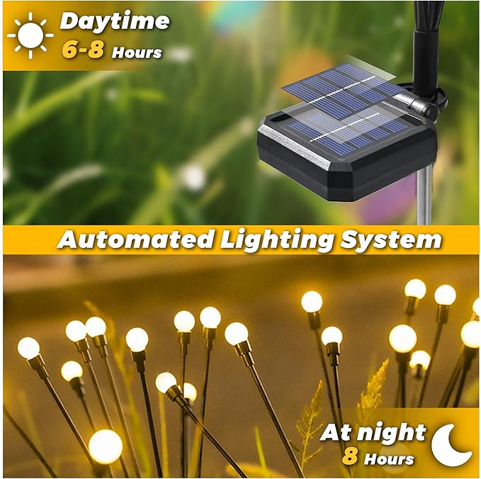 Solar Lights Outdoor-2Pack 16LEDs Solar Garden Firefly Lights Outside,Solar Powered Light Outdoor and Garden Decorative IP65 Waterproof,Yard Patio Pathway Decor,Gardening Gifts for Women,Warm White