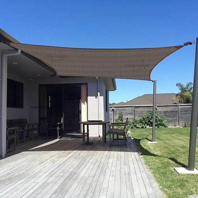 SUNNY GUARD Custom Size 9'x10' Brown Sun Shade Sail Rectangle UV Block Shade for Backyard Yard Patio Deck Garden(Customized)