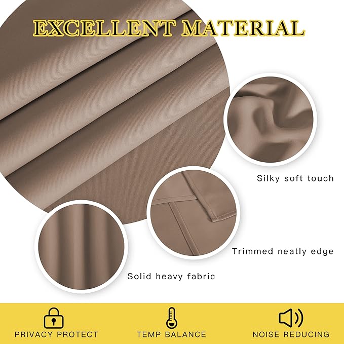 NICETOWN Blackout Doorway Curtain Drape 72 inch Long - Grommet Noise Reducing Thermal Insulated Solid Modern Window Treatments for Bedroom/Porch (1 Panel, 66 x 72 Inch, Cappuccino)