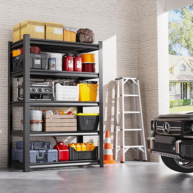 Set of 4 Garage Shelving-3000 lbs 5 Tier Storage Shelves,Adjustable Heavy Duty Metal Shelving Unit and Storage Large Wire Rack,Utility Steel Shelf for Warehouse Industrial Pantry Basement 71"x46"x18"