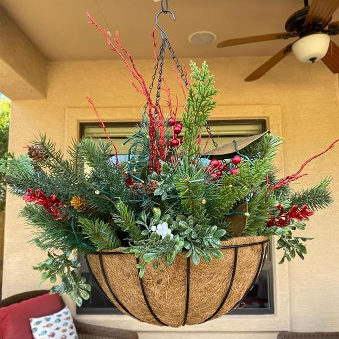 Hanging Baskets Planter for Plants - 4 Pack 14 Inch Metal Baskets with Coco Coir Liner, Hanging Flower Pots for Outside with Chain, Indoor Outdoor Garden Porch Decoration (14'' Pack of 4)
