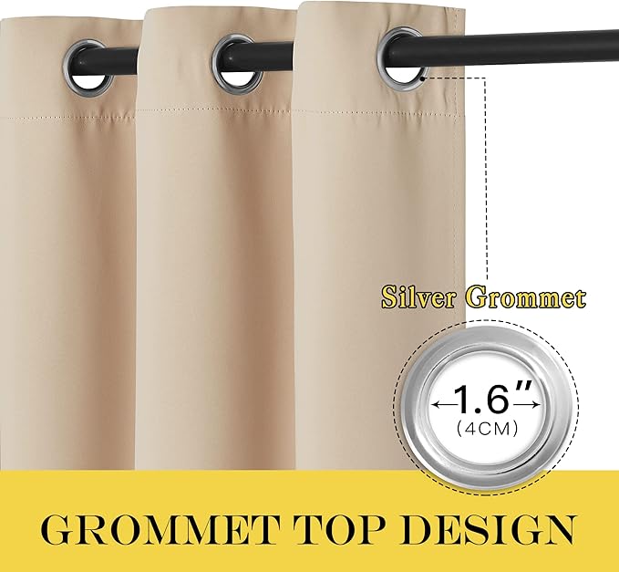 NICETOWN Extra Wide Patio Door Curtain - Energy Smart & Noise Reducing Grommet Thermal Insulated Wide Width Drapes, Sliding Door Curtain for Guestroom(Biscotti Beige, W100 x L84)