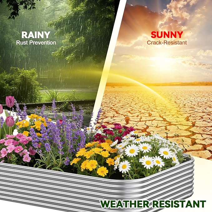 4 Pack 6x3FT Raised Beds for Gardening, Corrugated Galvanized Steel Raised Garden Bed, Outdoor Metal Above Ground Garden Bed for Vegetables and Flowers