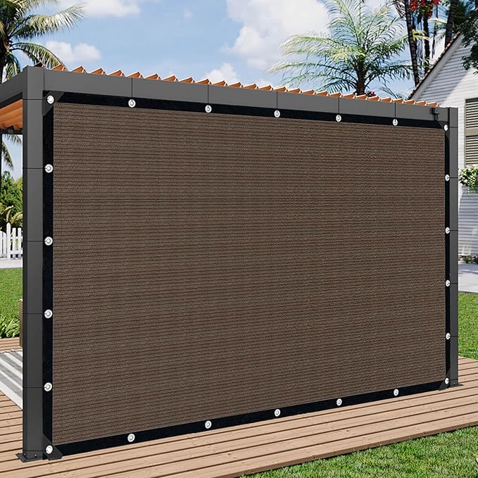 Sun Shade Cloth with Grommets,90% UV Protection Shade Fabric,Pergola Shade Cover Canopy Fence Privacy Screen Balcony,Brown Sunshades for Patio Pergola Garden Backyard Outdoor,Mocha-3x3FT