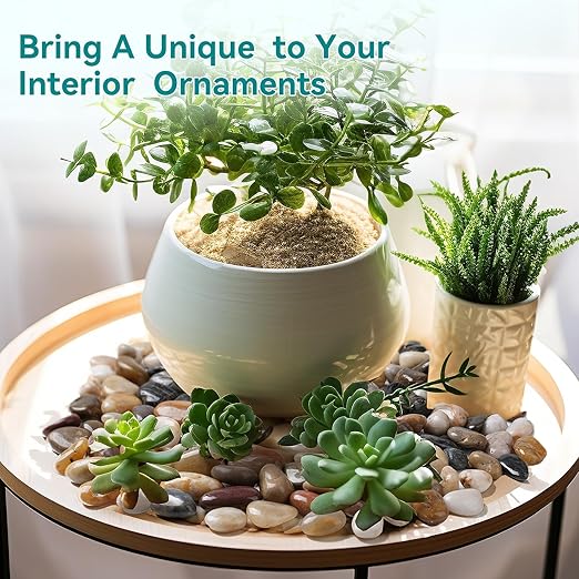 30 lbs River Rocks, 1-1 1/2 inch Plant Rocks for Pots Indoor, Decorative Garden Rocks Outdoor Landscaping, Polished Natural Stone for Walkways, Yard, Vases, Crafts