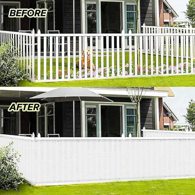 LOVE STORY Balcony Privacy Screen, 2.5'x7' Deck Shield Screen Fence Cover,UV Protection and Weather-Resistant,3 FT Height for Deck, Patio, Backyard, Outdoor Pool, Porch, Railing, White