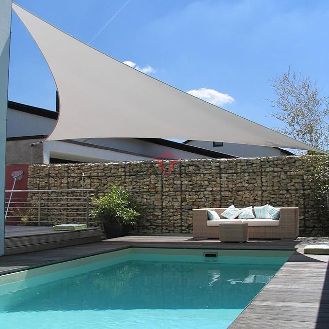Patio Paradise 14' x 14' x 13'10" Sun Shade Sail Triangle Canopy, Permeable Shade Cloth Fabric Sunlight Block Patio Cover HDPE Deck Awning for Outdoor Backyard Pergolas Roof Shading, Light Gray