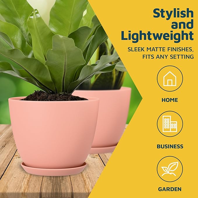 Planter Pots with Drainage Holes - Lightweight, Durable, and Space-Saving Pots for Indoor and Outdoor - Versatile Functionality, Simple Modern Design, Set of 20 Plastic Planter Pots - Pink