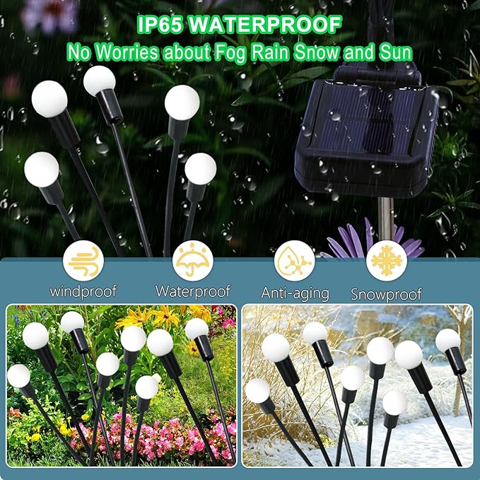 Solar St Patricks Day Lights Outdoor, 6 Pack 60 LED Solar Green Firefly Lights Waterproof, Sway by Wind, Swaying Light for Yard Patio Backyard Garden Planter Flower Bed Pathway Outdoor Decoration