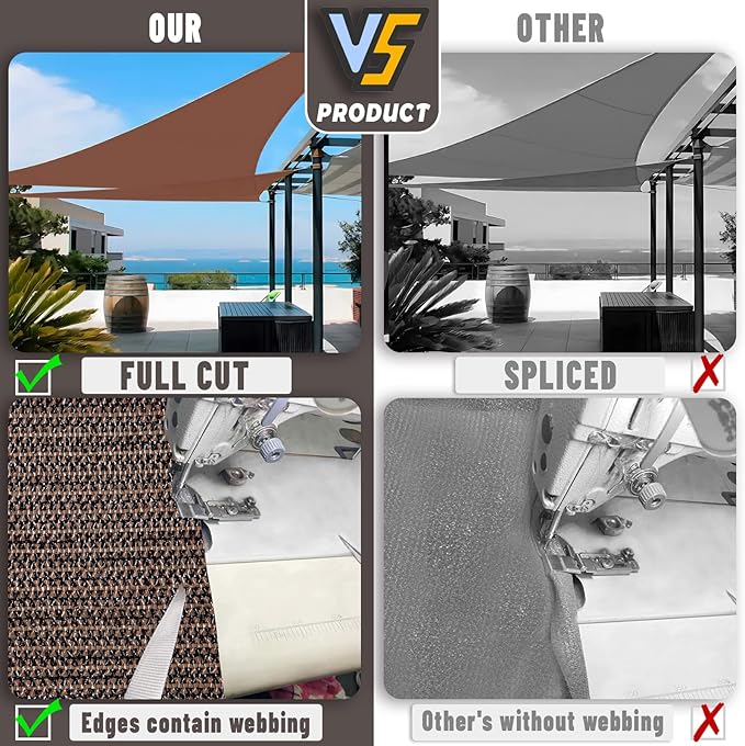 LOVE STORY Custom Size 15'x15'x21.2' Brown Sun Shade Sail Right Triangle Sunhsade Fabric Awning Canopy for Patio Backyard Carport Pergola (Customized)