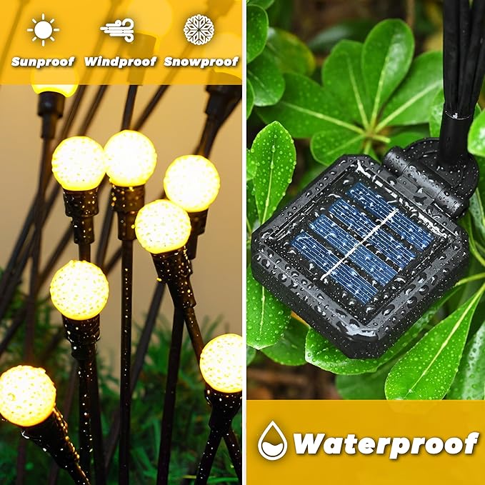Solar Lights Outdoor-4Pack 32LEDs Solar Garden Firefly Lights Outside,Solar Powered Light Outdoor and Garden Decorative IP65 Waterproof,Yard Patio Pathway Decor,Gardening Gifts for Women,Warm White