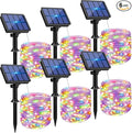6 Pack Solar String Lights for Outside - 480LED 198FT Solar Fairy Lights Outdoor Waterproof 8 Modes, Copper Wire Solar Powered Twinkle Lights for Tree Garden Christmas Wedding Party Decor, Multicolor