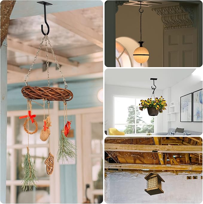 2Pcs 2.5in Ceiling Hooks for Hanging Plants Black