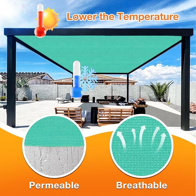 Artpuch Outdoor Pergola Shade Cover 4' X 4' Sun Shade Cloth with Grommets, 90% UV Protection Canopy Patio Privacy Screen (Customized Available) GN107, Turquoise