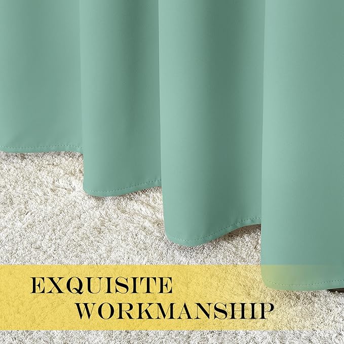 NICETOWN Patio Blackout Curtain Panels - Extra Wide Sliding Door Thermal Insulated Drape, Privacy Room Divider Curtain for Bedroom Office (Aqua Blue, 66 x 118 Inch Long)