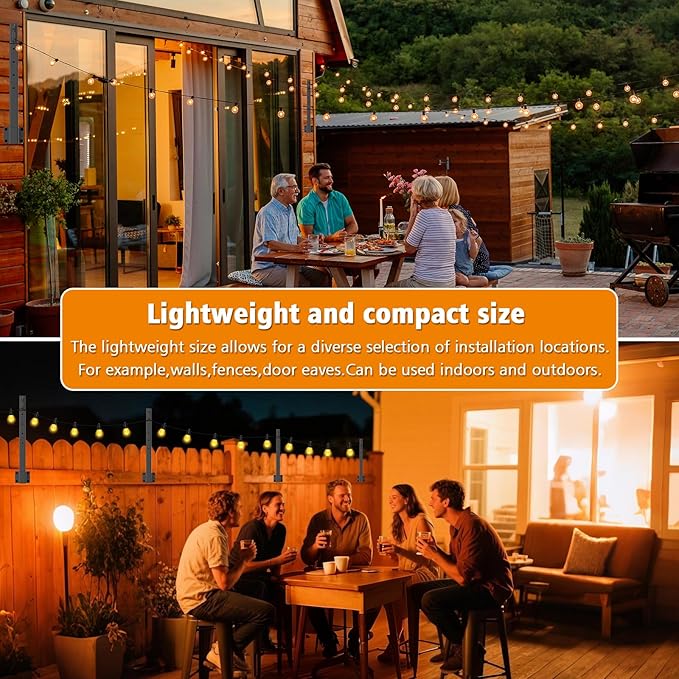 4 Pack String Light Poles,2.8 Ft Light Poles for Outside String Lights,Outdoor Lights Pole with Fork,Metal Poles Stand for Patio Deck Backyard