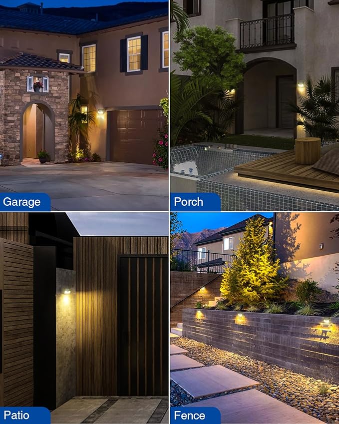 Peasur Solar Lights Outdoor Waterproof [24 Pack/140LED], Warm White Motion Sensor Lights Dusk to Dawn, 3 Modes Solar Fence Security Lighting for Wall Garden Yard Stair Outside
