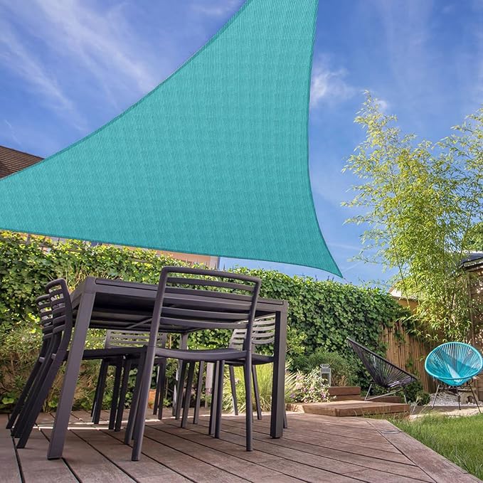 E&K Sunrise 4' x 4' x 4' Sun Shade Sail Triangle Canopy Shade Cover UV Block for Patio Backyard Garden Outdoor (Turquoise)