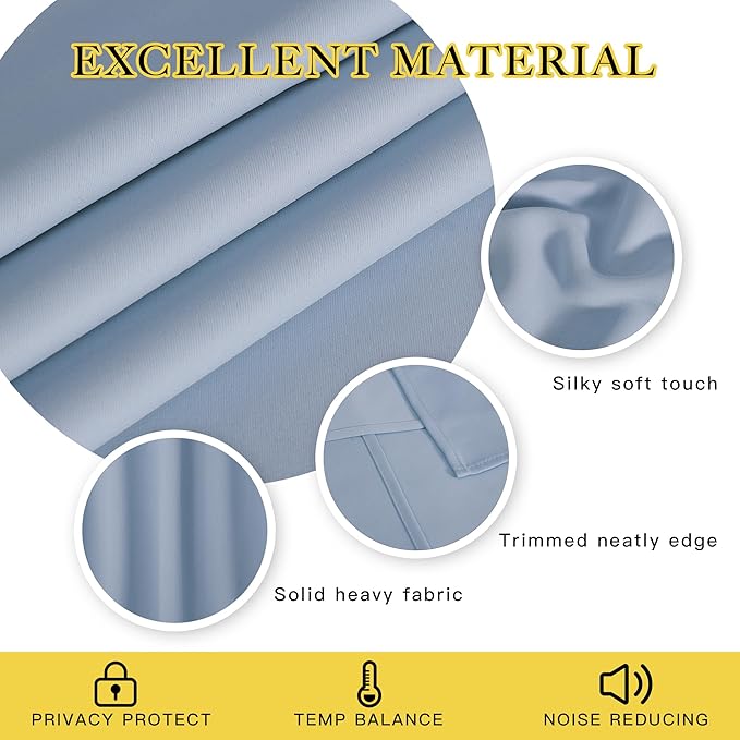 NICETOWN Blackout Curtains & Drapes - Privacy Thermal Efficiency Backdrop Curtains for Bedroom Room Divider Living Room Patio Sliding Glass Door, Wide 80 x Long 144 inch, Vintage Blue, 1 Panel