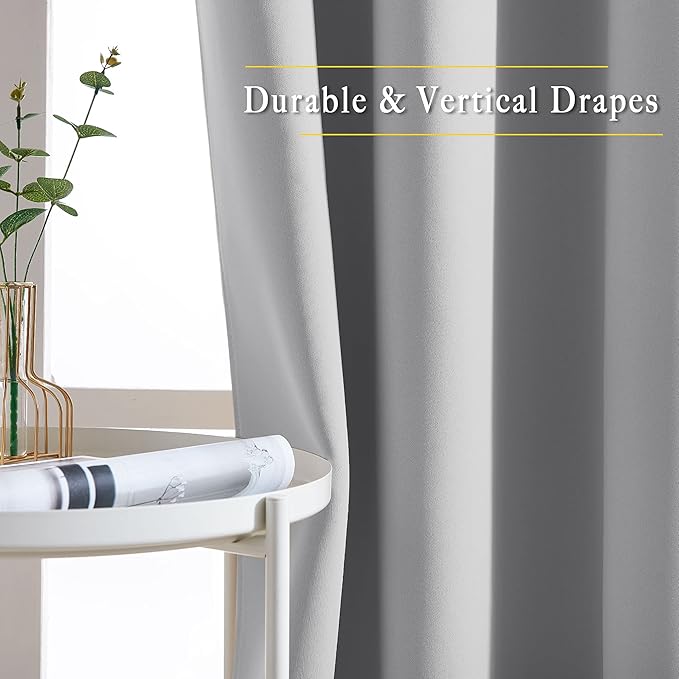 NICETOWN Blackout Curtain for Sliding Glass Door - Patio Door Curtains, Thermal Insulated Wide Drapes/Draperies for Bedroom/Living Room, Silver Grey, 1 Panel, 100 by 84-Inch