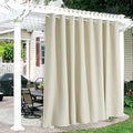 RYB HOME Extra Wide Outdoor Curtains for Patio Waterproof Heavy Duty Thermal Insulated in Summer Full Coverage Privacy for Porch, Cabana & Pool, W120 x L95, Beige, 1 Panel