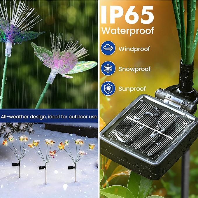 Solar Garden Lights,Swaying Butterfly Lights Outdoor Decorative,6pack Warm White LED Solar Lights for Outside Yard,Lawn,Patio,Pathway Decoration Gardening Gifts
