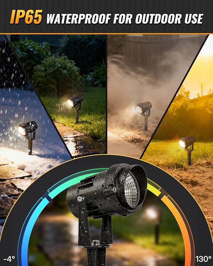 6W 700LM Low Voltage Landscape Lighting, 12V AC/DC 3000K Warm White LED Low Voltage Landscape Lights, IP65 Waterproof Outdoor Spotlights with Connectors for Garden Tree Yard 6 Pack W01SLP606
